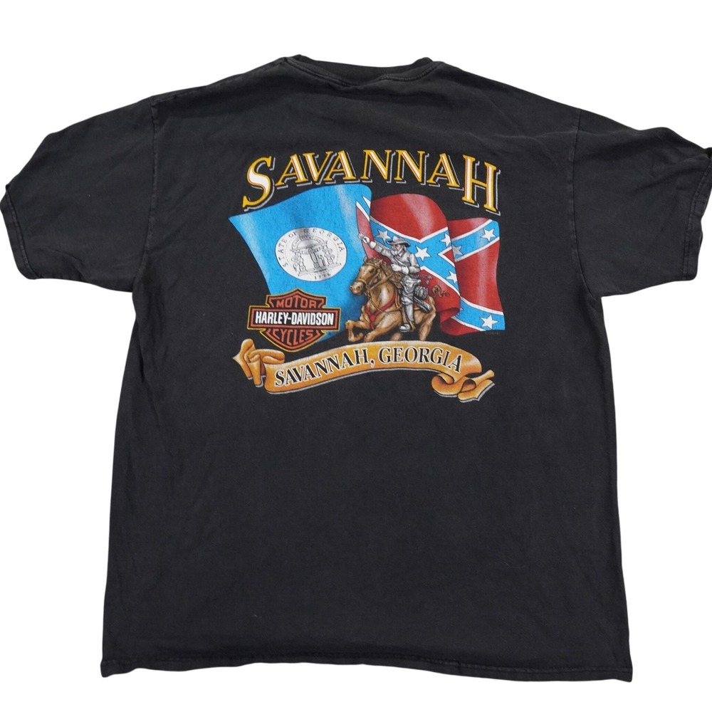 VTG Harley Davidson T Shirt Men XL Black Savannah Georgia General Lee Graphic